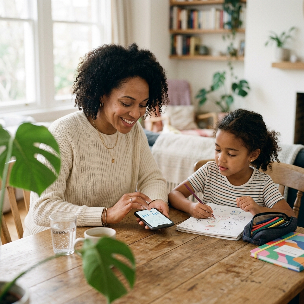 A parent and child sharing an ordinary moment at home